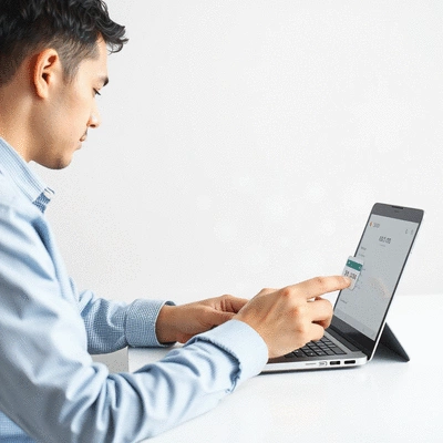 User interacting with money transfer services online
