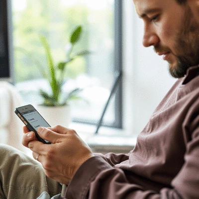 User analyzing transfer options on a smartphone