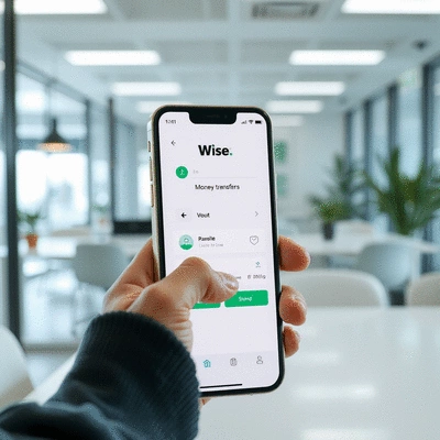 User using Wise app for money transfers